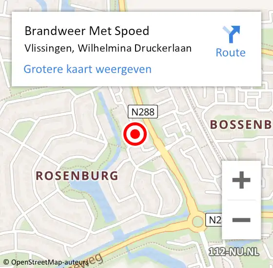 Locatie op kaart van de 112 melding: Brandweer Met Spoed Naar Vlissingen, Wilhelmina Druckerlaan op 27 juli 2021 12:58