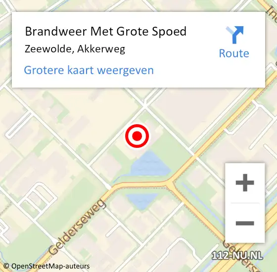 Locatie op kaart van de 112 melding: Brandweer Met Grote Spoed Naar Zeewolde, Akkerweg op 27 juli 2021 12:58