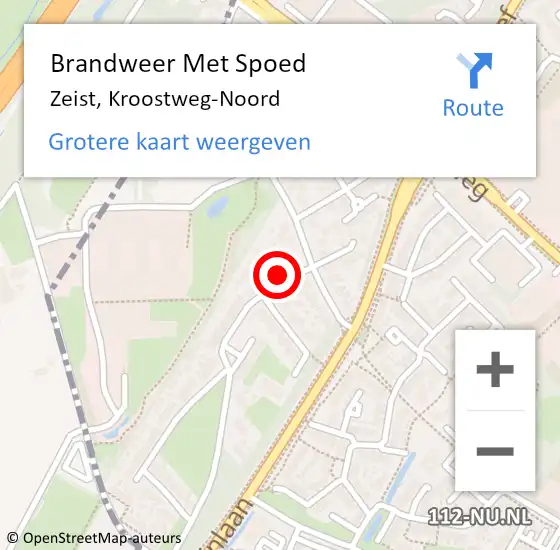 Locatie op kaart van de 112 melding: Brandweer Met Spoed Naar Zeist, Kroostweg-Noord op 27 juli 2021 13:00