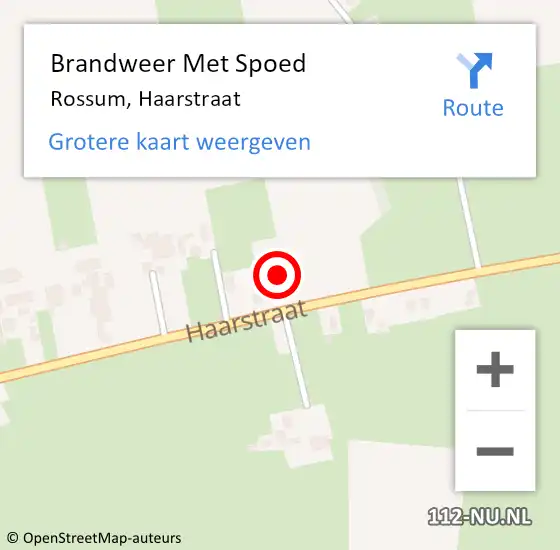 Locatie op kaart van de 112 melding: Brandweer Met Spoed Naar Rossum, Haarstraat op 27 juli 2021 13:02