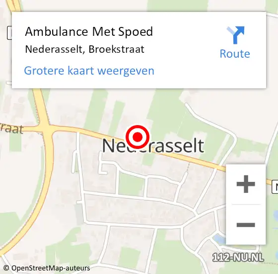 Locatie op kaart van de 112 melding: Ambulance Met Spoed Naar Nederasselt, Broekstraat op 27 juli 2021 13:39