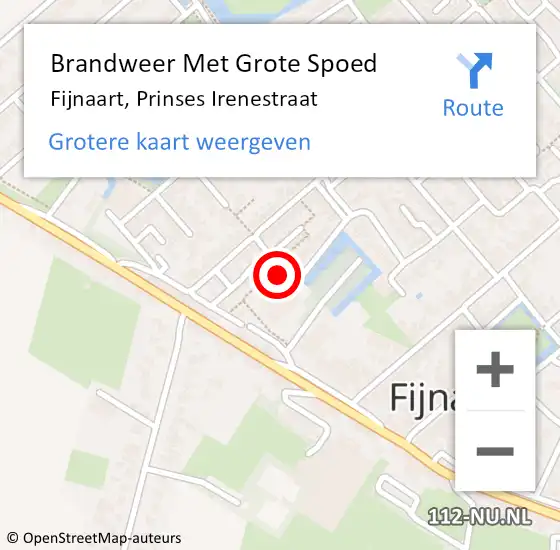 Locatie op kaart van de 112 melding: Brandweer Met Grote Spoed Naar Fijnaart, Prinses Irenestraat op 27 juli 2021 13:43