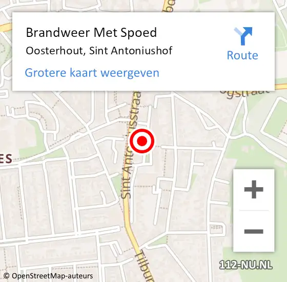 Locatie op kaart van de 112 melding: Brandweer Met Spoed Naar Oosterhout, Sint Antoniushof op 27 juli 2021 13:45