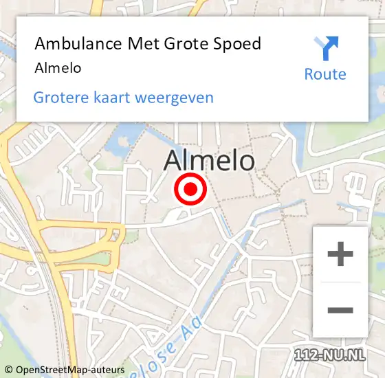 Locatie op kaart van de 112 melding: Ambulance Met Grote Spoed Naar Almelo op 27 juli 2021 14:23