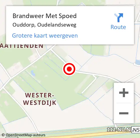 Locatie op kaart van de 112 melding: Brandweer Met Spoed Naar Ouddorp, Oudelandseweg op 27 juli 2021 14:24