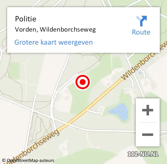 Locatie op kaart van de 112 melding: Politie Vorden, Wildenborchseweg op 27 juli 2021 14:33
