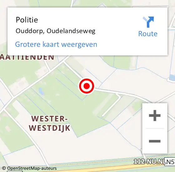 Locatie op kaart van de 112 melding: Politie Ouddorp, Oudelandseweg op 27 juli 2021 14:38