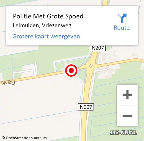 Locatie op kaart van de 112 melding: Politie Met Grote Spoed Naar Leimuiden, Vriezenweg op 27 juli 2021 14:47