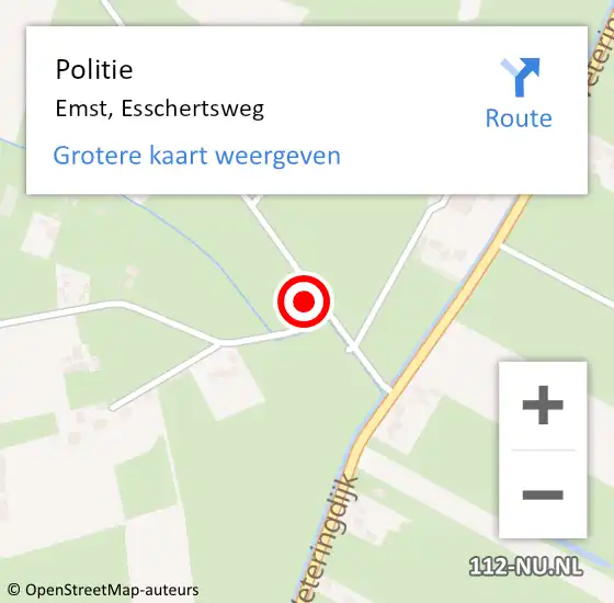Locatie op kaart van de 112 melding: Politie Emst, Esschertsweg op 27 juli 2021 14:48