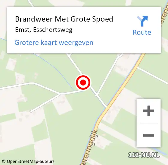 Locatie op kaart van de 112 melding: Brandweer Met Grote Spoed Naar Emst, Esschertsweg op 27 juli 2021 14:54