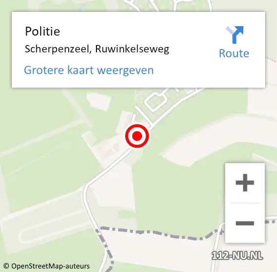 Locatie op kaart van de 112 melding: Politie Scherpenzeel, Ruwinkelseweg op 27 juli 2021 15:14