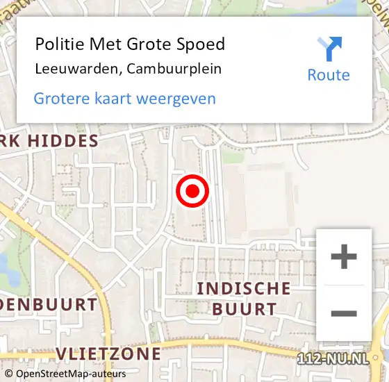 Locatie op kaart van de 112 melding: Politie Met Grote Spoed Naar Leeuwarden, Cambuurplein op 27 juli 2021 15:26