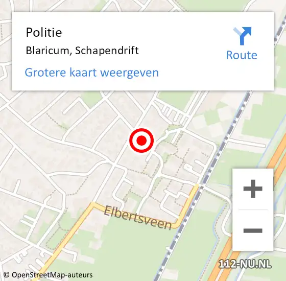 Locatie op kaart van de 112 melding: Politie Blaricum, Schapendrift op 27 juli 2021 15:28