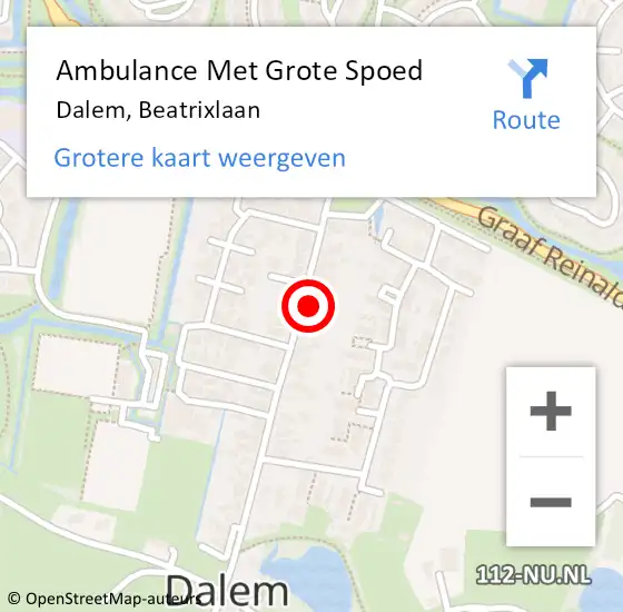 Locatie op kaart van de 112 melding: Ambulance Met Grote Spoed Naar Dalem, Beatrixlaan op 27 juli 2021 15:39