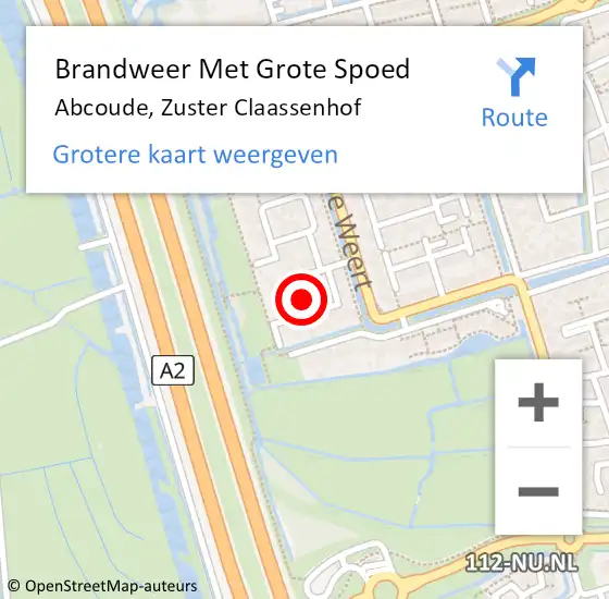 Locatie op kaart van de 112 melding: Brandweer Met Grote Spoed Naar Abcoude, Zuster Claassenhof op 27 juli 2021 15:44