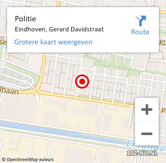 Locatie op kaart van de 112 melding: Politie Eindhoven, Gerard Davidstraat op 27 juli 2021 15:44