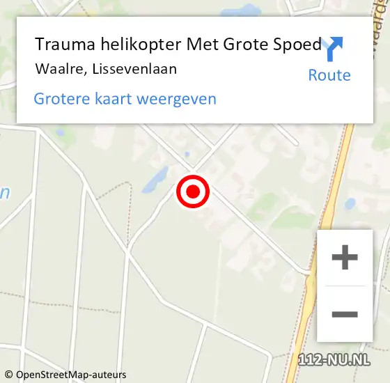 Locatie op kaart van de 112 melding: Trauma helikopter Met Grote Spoed Naar Waalre, Lissevenlaan op 27 juli 2021 16:04