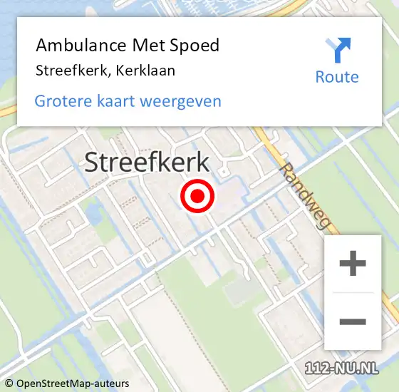 Locatie op kaart van de 112 melding: Ambulance Met Spoed Naar Streefkerk, Kerklaan op 27 juli 2021 16:27