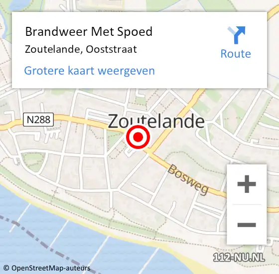 Locatie op kaart van de 112 melding: Brandweer Met Spoed Naar Zoutelande, Ooststraat op 27 juli 2021 16:32