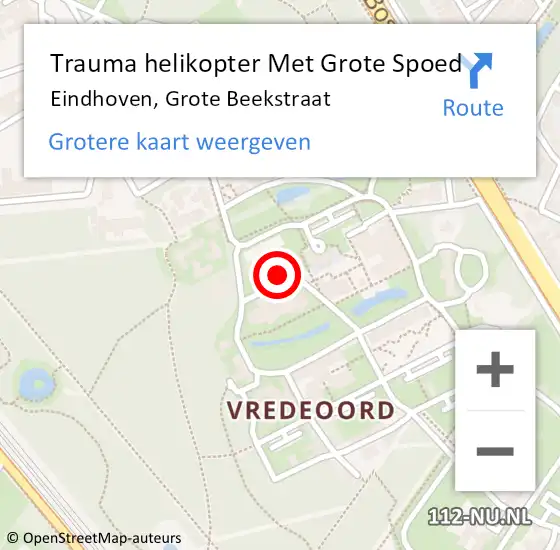 Locatie op kaart van de 112 melding: Trauma helikopter Met Grote Spoed Naar Eindhoven, Grote Beekstraat op 27 juli 2021 16:35