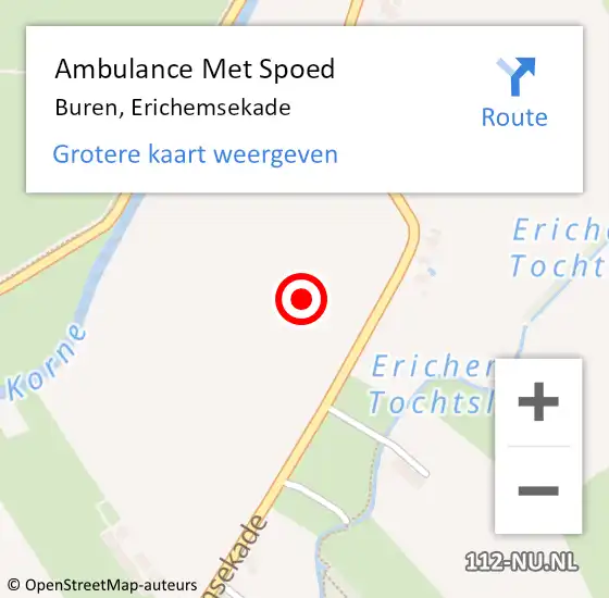 Locatie op kaart van de 112 melding: Ambulance Met Spoed Naar Buren, Erichemsekade op 27 juli 2021 16:37