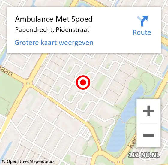 Locatie op kaart van de 112 melding: Ambulance Met Spoed Naar Papendrecht, Pioenstraat op 27 juli 2021 16:48