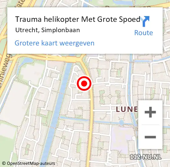 Locatie op kaart van de 112 melding: Trauma helikopter Met Grote Spoed Naar Utrecht, Simplonbaan op 27 juli 2021 17:06