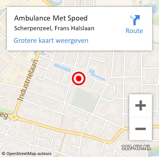 Locatie op kaart van de 112 melding: Ambulance Met Spoed Naar Scherpenzeel, Frans Halslaan op 27 juli 2021 17:14