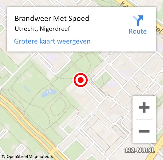Locatie op kaart van de 112 melding: Brandweer Met Spoed Naar Utrecht, Nigerdreef op 27 juli 2021 17:27
