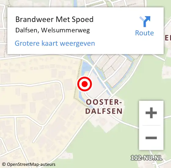 Locatie op kaart van de 112 melding: Brandweer Met Spoed Naar Dalfsen, Welsummerweg op 27 juli 2021 17:29