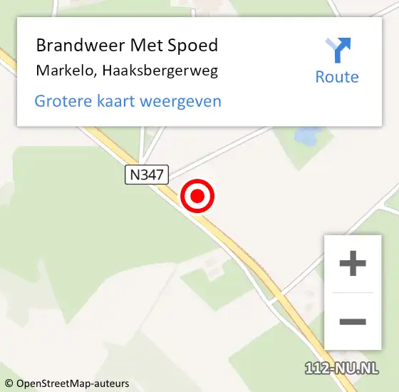 Locatie op kaart van de 112 melding: Brandweer Met Spoed Naar Markelo, Haaksbergerweg op 27 juli 2021 17:47