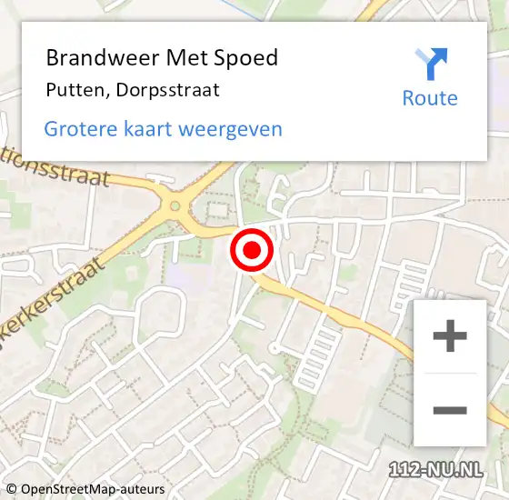 Locatie op kaart van de 112 melding: Brandweer Met Spoed Naar Putten, Dorpsstraat op 27 juli 2021 17:51