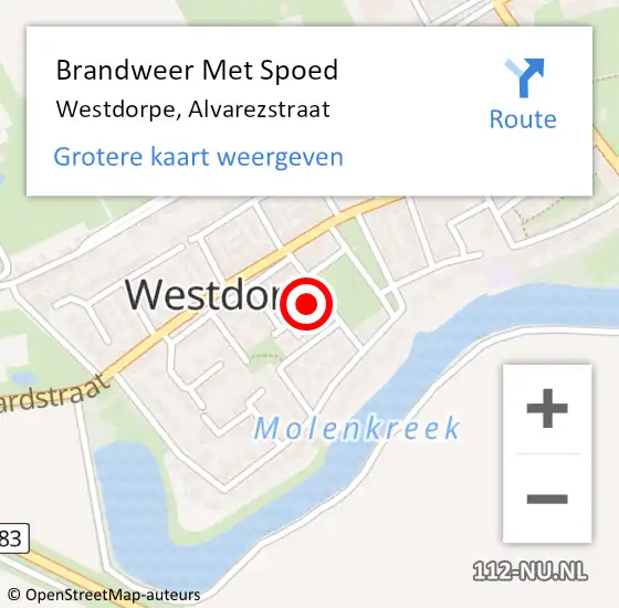 Locatie op kaart van de 112 melding: Brandweer Met Spoed Naar Westdorpe, Alvarezstraat op 27 juli 2021 17:53