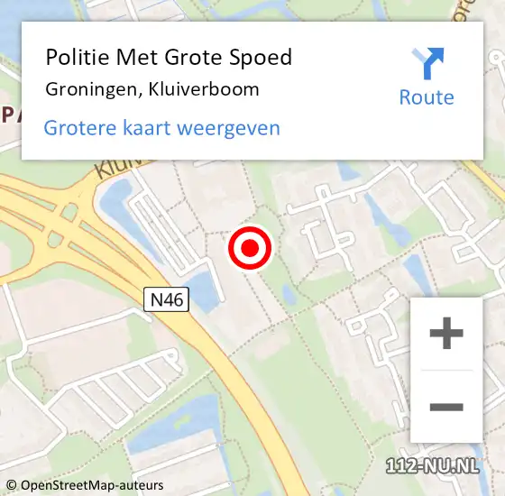 Locatie op kaart van de 112 melding: Politie Met Grote Spoed Naar Groningen, Kluiverboom op 27 juli 2021 17:55