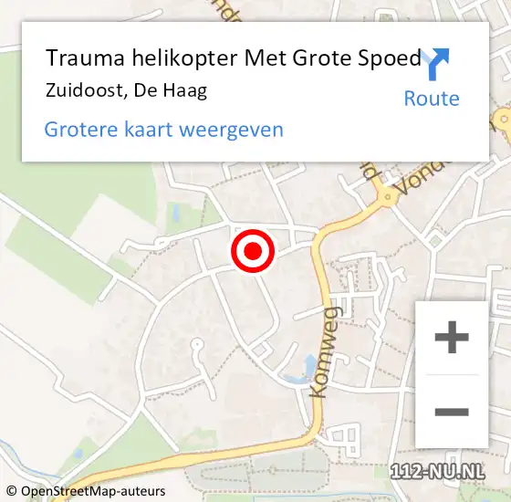 Locatie op kaart van de 112 melding: Trauma helikopter Met Grote Spoed Naar Zuidoost, De Haag op 27 juli 2021 17:57