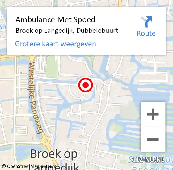 Locatie op kaart van de 112 melding: Ambulance Met Spoed Naar Broek op Langedijk, Dubbelebuurt op 27 juli 2021 18:02