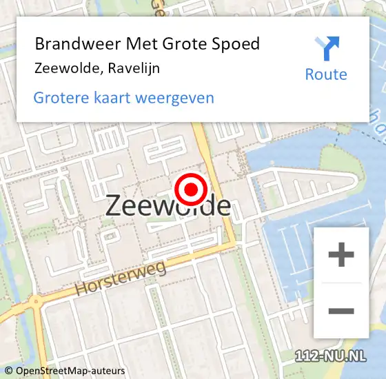 Locatie op kaart van de 112 melding: Brandweer Met Grote Spoed Naar Zeewolde, Ravelijn op 27 juli 2021 18:11