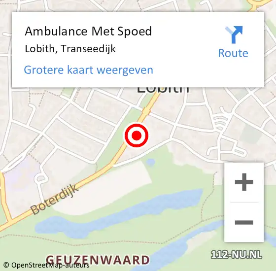 Locatie op kaart van de 112 melding: Ambulance Met Spoed Naar Lobith, Transeedijk op 27 juli 2021 18:23