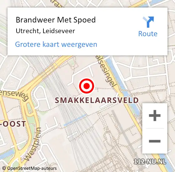 Locatie op kaart van de 112 melding: Brandweer Met Spoed Naar Utrecht, Leidseveer op 27 juli 2021 18:31