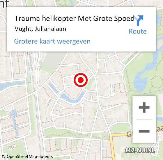 Locatie op kaart van de 112 melding: Trauma helikopter Met Grote Spoed Naar Vught, Julianalaan op 27 juli 2021 18:34
