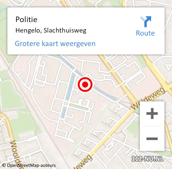 Locatie op kaart van de 112 melding: Politie Hengelo, Slachthuisweg op 27 juli 2021 18:47