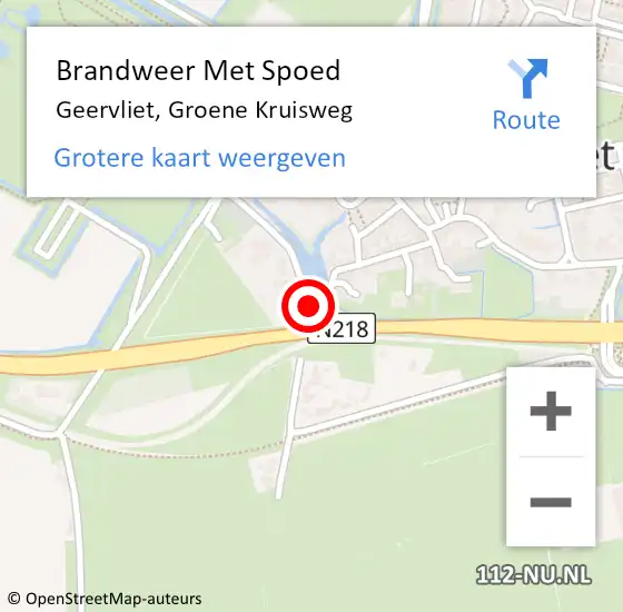 Locatie op kaart van de 112 melding: Brandweer Met Spoed Naar Geervliet, Groene Kruisweg op 27 juli 2021 18:49