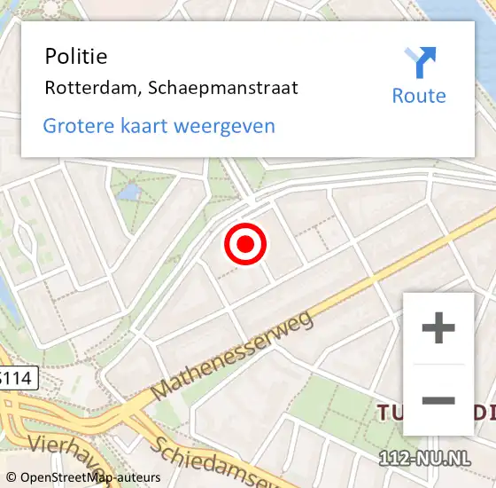 Locatie op kaart van de 112 melding: Politie Rotterdam, Schaepmanstraat op 27 juli 2021 18:59