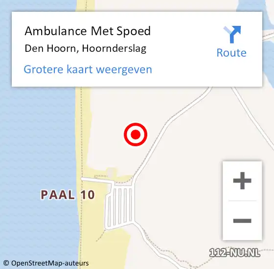 Locatie op kaart van de 112 melding: Ambulance Met Spoed Naar Den Hoorn, Hoornderslag op 27 juli 2021 19:12
