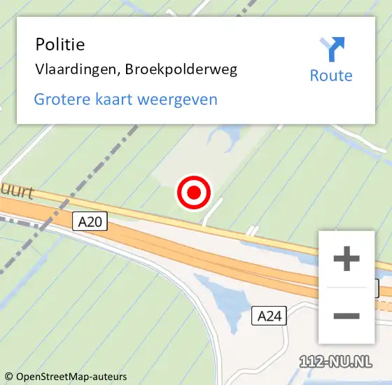Locatie op kaart van de 112 melding: Politie Vlaardingen, Broekpolderweg op 27 juli 2021 19:17