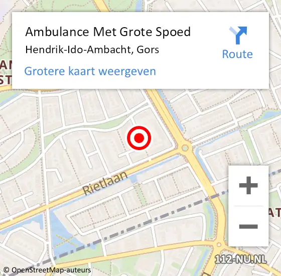 Locatie op kaart van de 112 melding: Ambulance Met Grote Spoed Naar Hendrik-Ido-Ambacht, Gors op 27 juli 2021 19:23