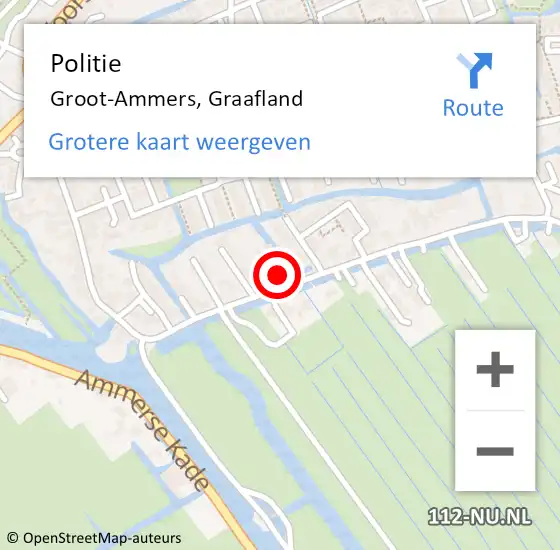 Locatie op kaart van de 112 melding: Politie Groot-Ammers, Graafland op 27 juli 2021 19:29