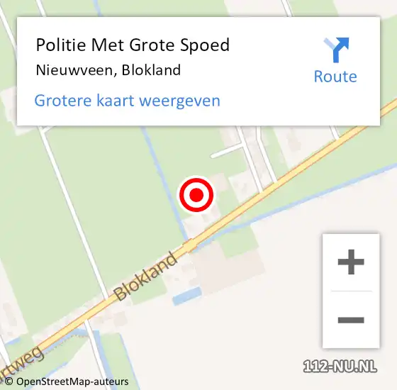 Locatie op kaart van de 112 melding: Politie Met Grote Spoed Naar Nieuwveen, Blokland op 27 juli 2021 19:31