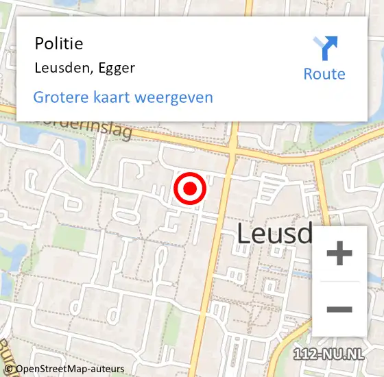 Locatie op kaart van de 112 melding: Politie Leusden, Egger op 27 juli 2021 19:53