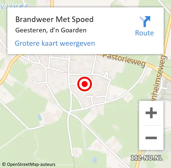 Locatie op kaart van de 112 melding: Brandweer Met Spoed Naar Geesteren, d'n Goarden op 27 juli 2021 20:27